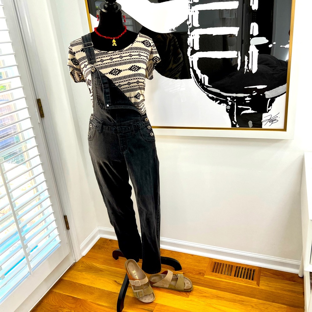 Arizona Black Denim Overalls, Size XS